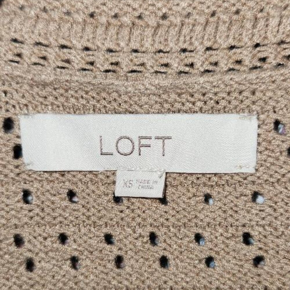LOFT Tan Cardigan Sweater with textured Knit XS - Picture 4 of 4